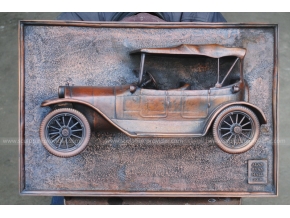 Escultura de jardín de escultura de relieve de coche de bronce